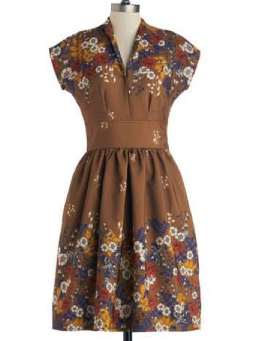 Myrtlewood for ModCloth Bird Floral Retro Dress Cottagecore Size S
